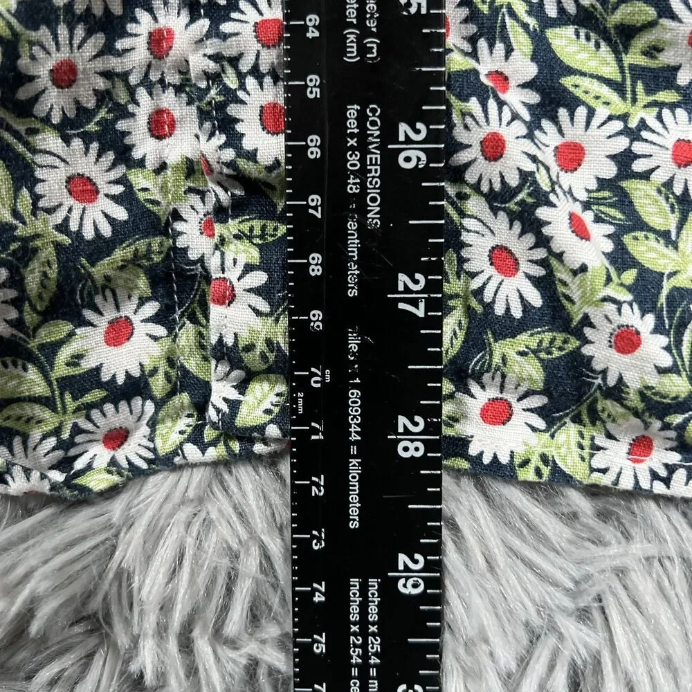 J Crew Adult Shirt Medium Green White Button Down Linen Floral All Over Mens